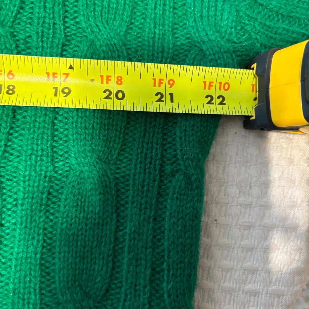 Hunt Club Men's  LT 100% Wool Cable Knit Crewneck Sweater‎ Green Vintage 42-44